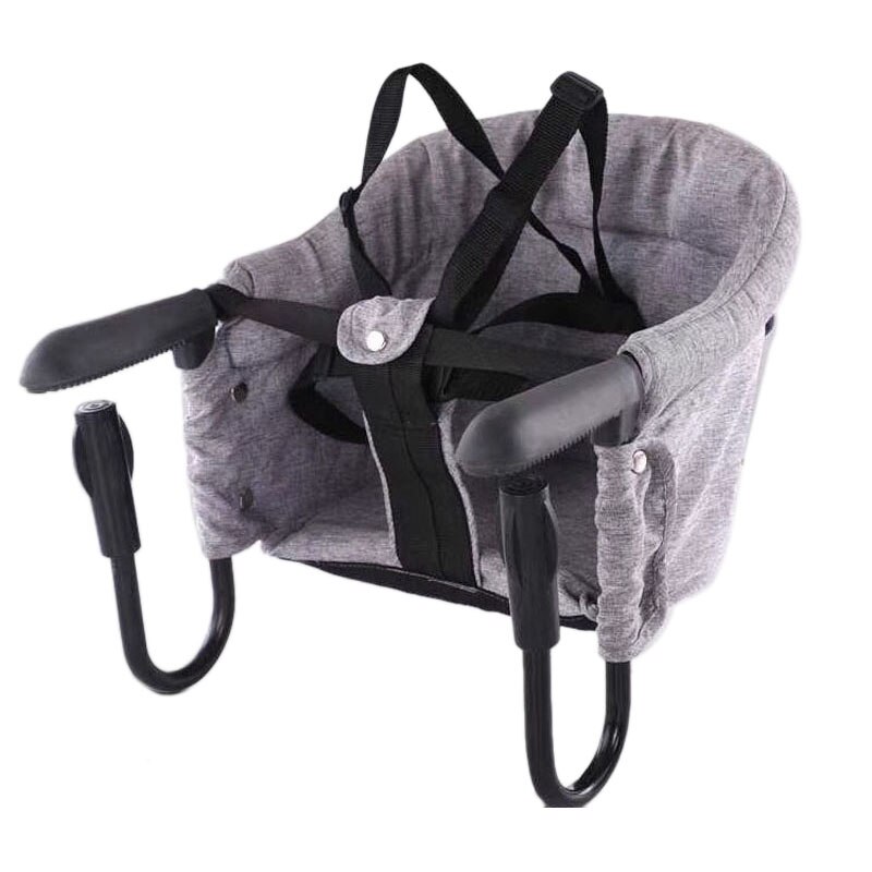 Trona portátil para bebé, silla de alimentación plegable, elevador de asiento, cinturón de seguridad para comedor: Gray
