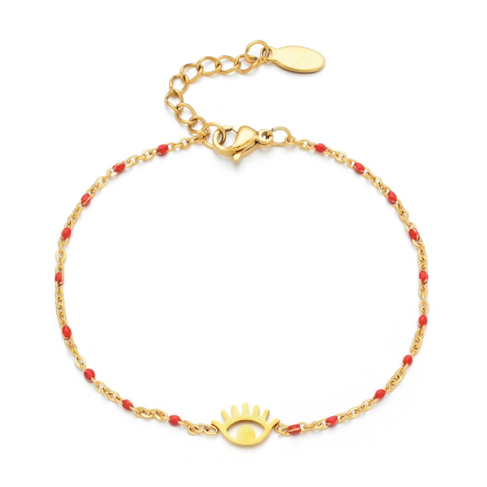 Zmzy Boho Stijl Rvs Gold Plated Link Chain Evil Eye Armband Charm Armbanden Meisjes Sieraden Accessoires: Rood