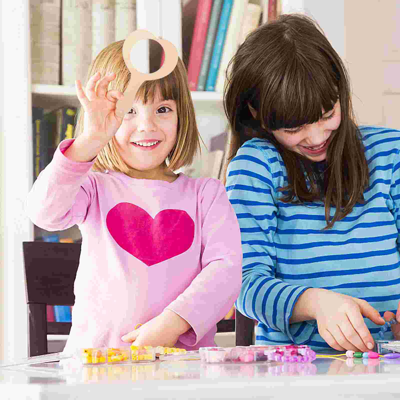 10pcs DIY Mirror Unique Blank Party Unfinished Handheld Mirror Kids DIY Painting DIY Wooden Mirror