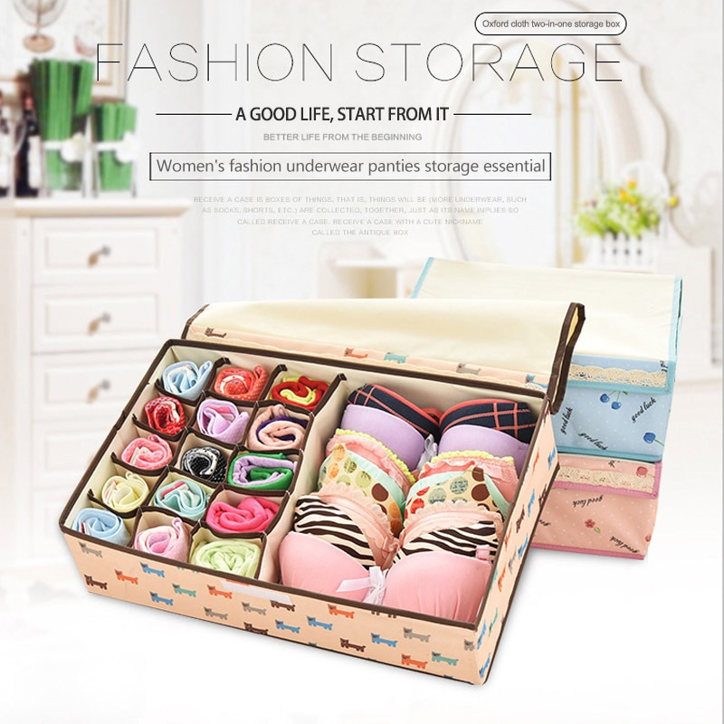 Waterdicht Oxford Doek Ondergoed Opbergdoos Home Storage Kit Drawer Closet Organisatoren Bespaar Ruimte Opvouwbare 13 Grids