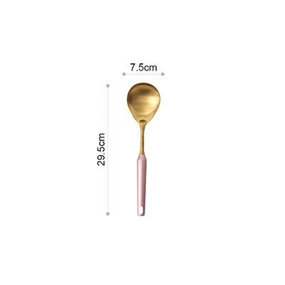 7Pcs Roze Goud Keuken Huishouden 304 Roestvrij Staal Keukengerei Set Koken Lepel Schop Keukengerei: gold rice spoon