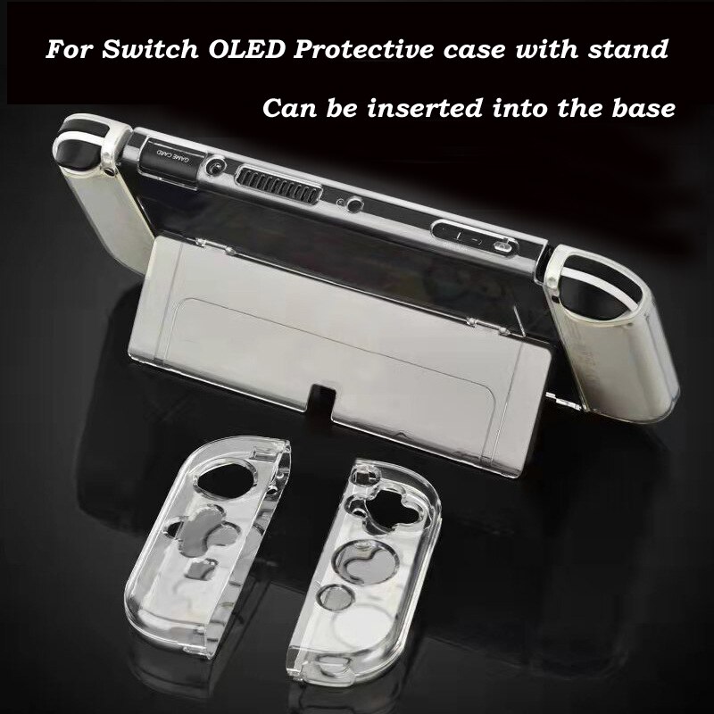 Carcasa protectora de cristal para Nintendo Switch, carcasa rígida transparente OLED para consola, accesorios Joy-Con