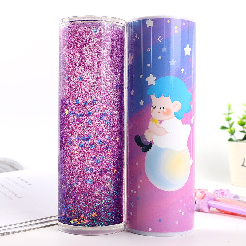 Pencil Case Translucent Quicksand Pencil Cases Multifunction Pencil Box Cylindrical Pencil Box Large Capacity Kid Whole: 15