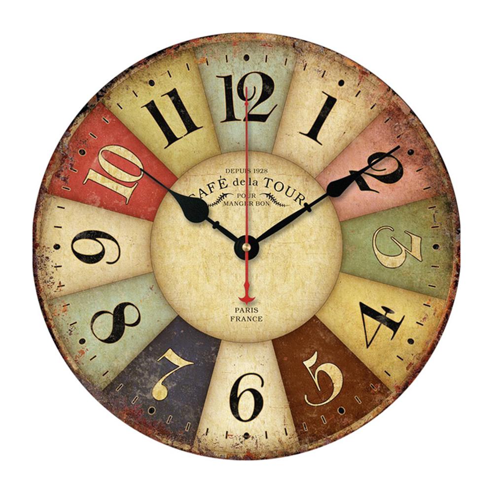 Retro Wooden Wall Clock Roman Numeral Hanging Clocks Silent Quartz Clocks Wall Art Home Decor Stylish Digital Clock Decorations