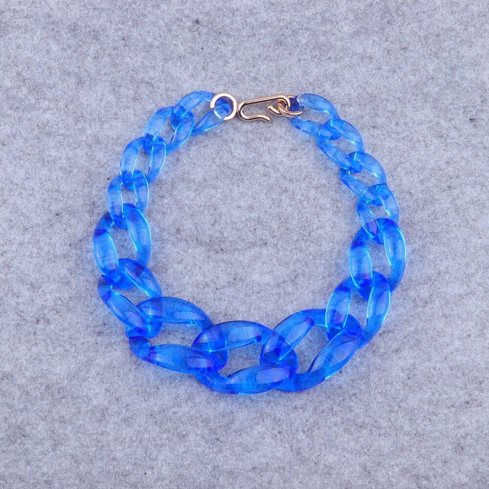 Statement Transparent Neon Green Acrylic Big Chain Choker Pendant Necklace For Women Collar Long Chain Necklaces Jewelry: blue