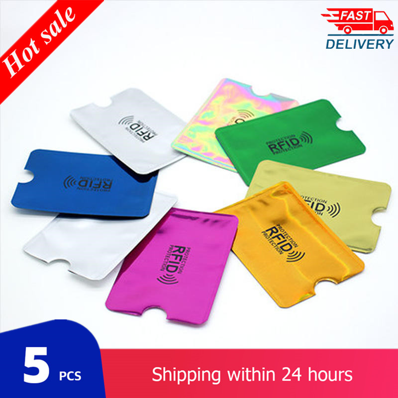 5pcs Anti Titular do Cartão NFC Rfid Bloqueio Bloqueio de Leitor De Id Titular Do Cartão de Banco Caso do Cartão de Crédito Caso De Proteção De Metal alumínio Travesseiro