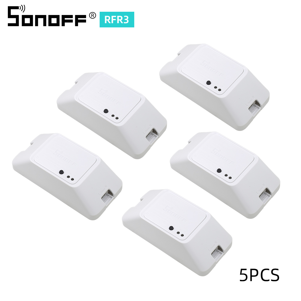 SONOFF RFR3 Smart Switch DIY - WiFi 433MHz Pilot - Kompatybilny z Alexa/Google Home: 5 szt.