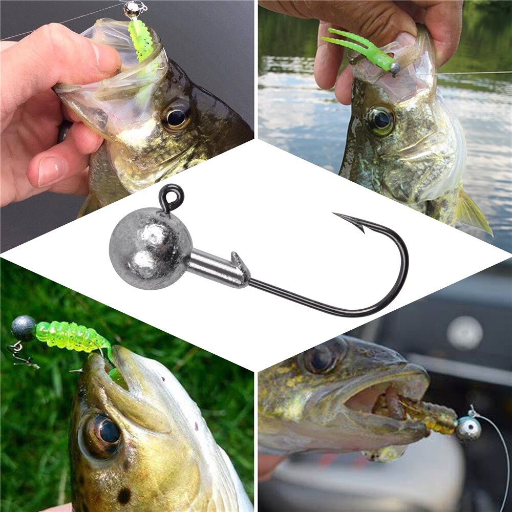 30Pcs Lead jig heads fishing hooks Round Ball Head Crank Jigs fishhook Bass rig worm bait Fishing Tackle