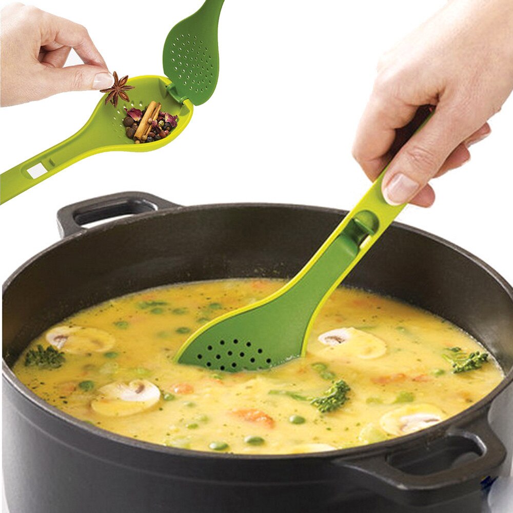 Krydderi pakke filter ske lang skaft suppe ske multi-purpose krydderi kogt suppe værktøj madlavning ske køkken tilbehør