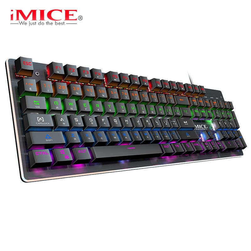 Mechanical Keyboard Wired Gaming Keyboard 104/87 Keycaps Russian Gamer Keyboard with Backlight RGB Key Board for Computer PC