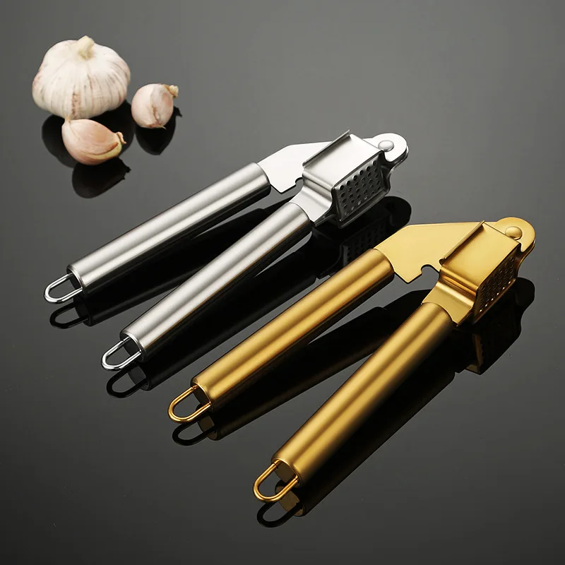 Cross-Border Gold Stainless Steel Garlic Press Multi-Functional Manual Peeler Garlic Paste Clamp Kitchen Tool For Crushing Garli