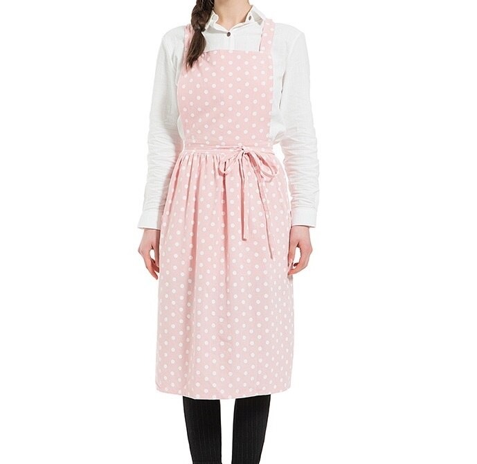 Pleated skirt cotton linen apron Women Cooking Kitchen Apron Work Uniform and flower shop apron for woman long dress smocks: 1