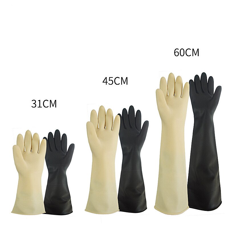 Rubberen Handschoenen Lange Beschermende Latex Handschoenen Slip Alkali Chemische Bescherming Waterdichte Veiligheid Werk Industriële Handschoenen 60Cm