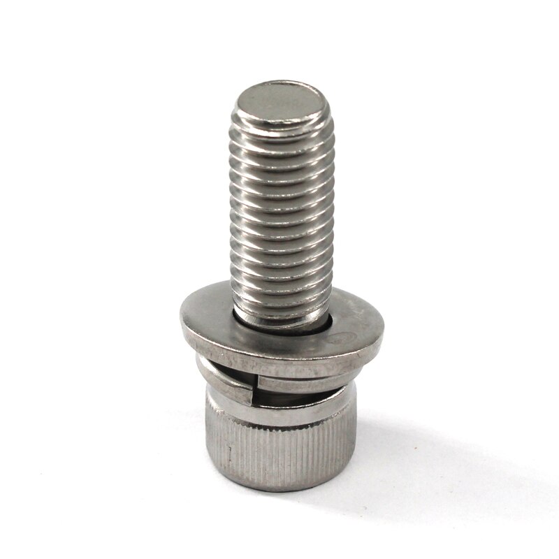 (20pcs to 10pcs) M8 Hex Socket Screws With Washer Split Lock 304 Stainless Steel Machine Screws 16/20/25/30/35/40/45/50mm