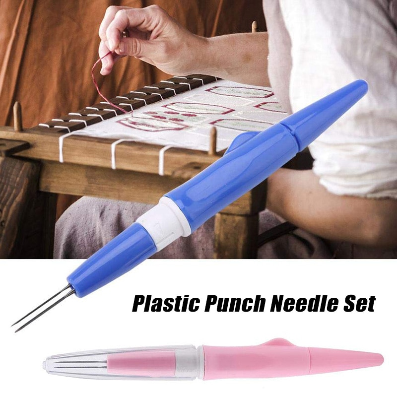 Plastic Punch Needle Set with 3pcs Fine Needles Tool Wool Felting Supplies DIY Crafting LXY9 AP23
