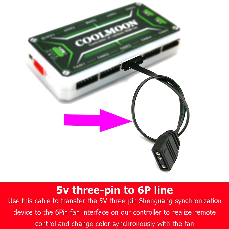 Adattatore USB per cavo adattatore Controller ventola Coolmoon piccolo cavo convertitore da 4pin/6pin a 5V ARGB 3pin