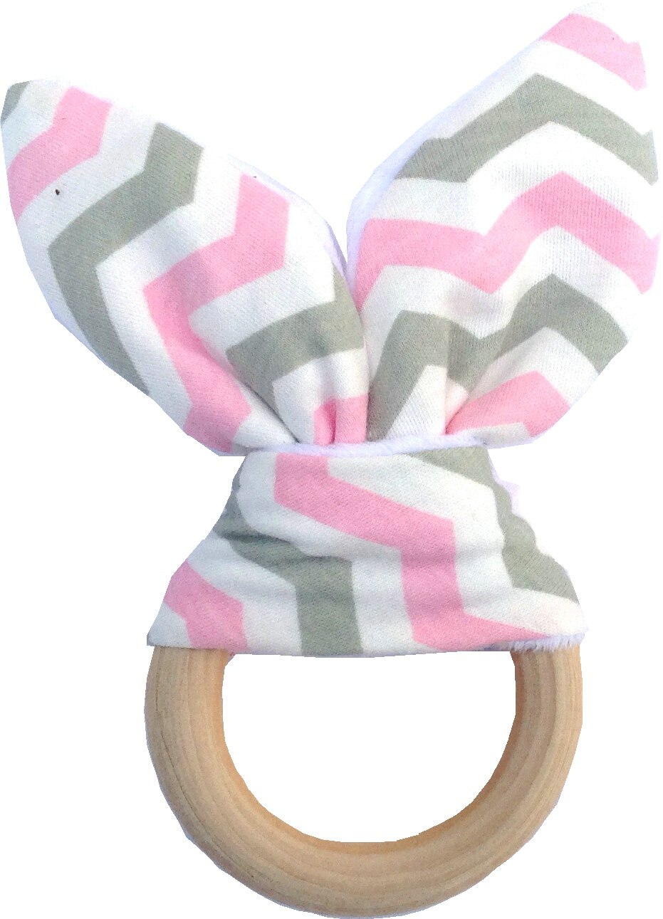 70mm Houten Natuurlijke Bunny Zintuiglijke Baby Tandjes Ringen Met Stof Baby Bijtring Speelgoed Voor Oral Care Dental Care Voor pasgeboren Baby: B