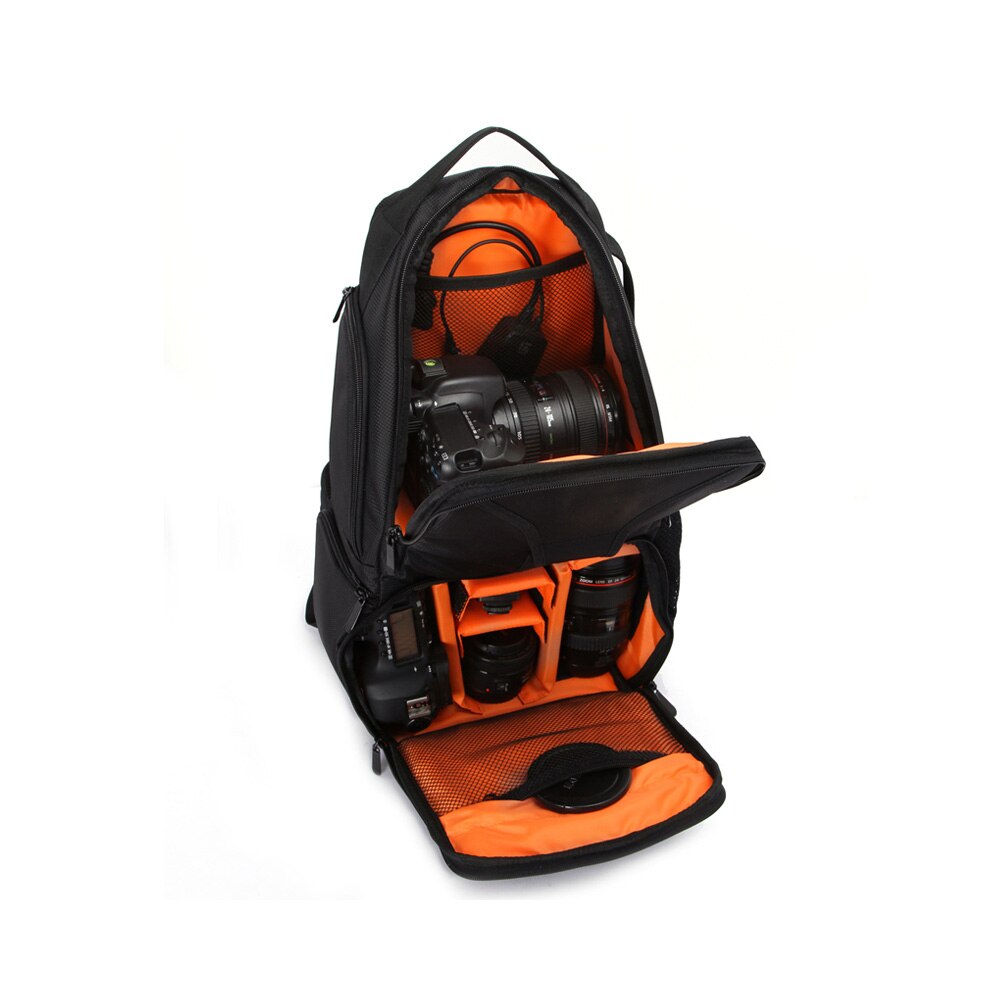 Mochila acolchada multifunción para cámara Digital de vídeo y fotos bolsa impermeable bolsa tipo bandolera para cámara pequeña a prueba de golpes: Orange
