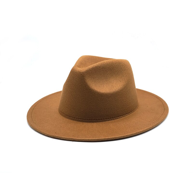 Høst vinter dame filthatt fedoras hatter med stor brem for kvinner britisk stil vintage kirkehatter dame flat brem hvit jazz cap: 13
