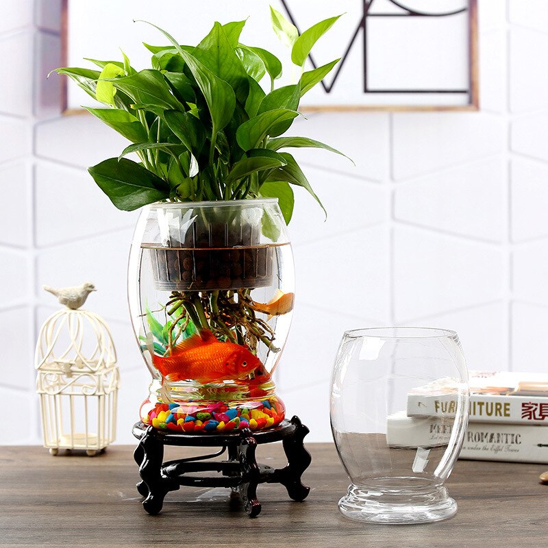 Goldfish Bowl Round Living Room Office Desktop Small Ecological Aquarium Household Glass Fish Tank