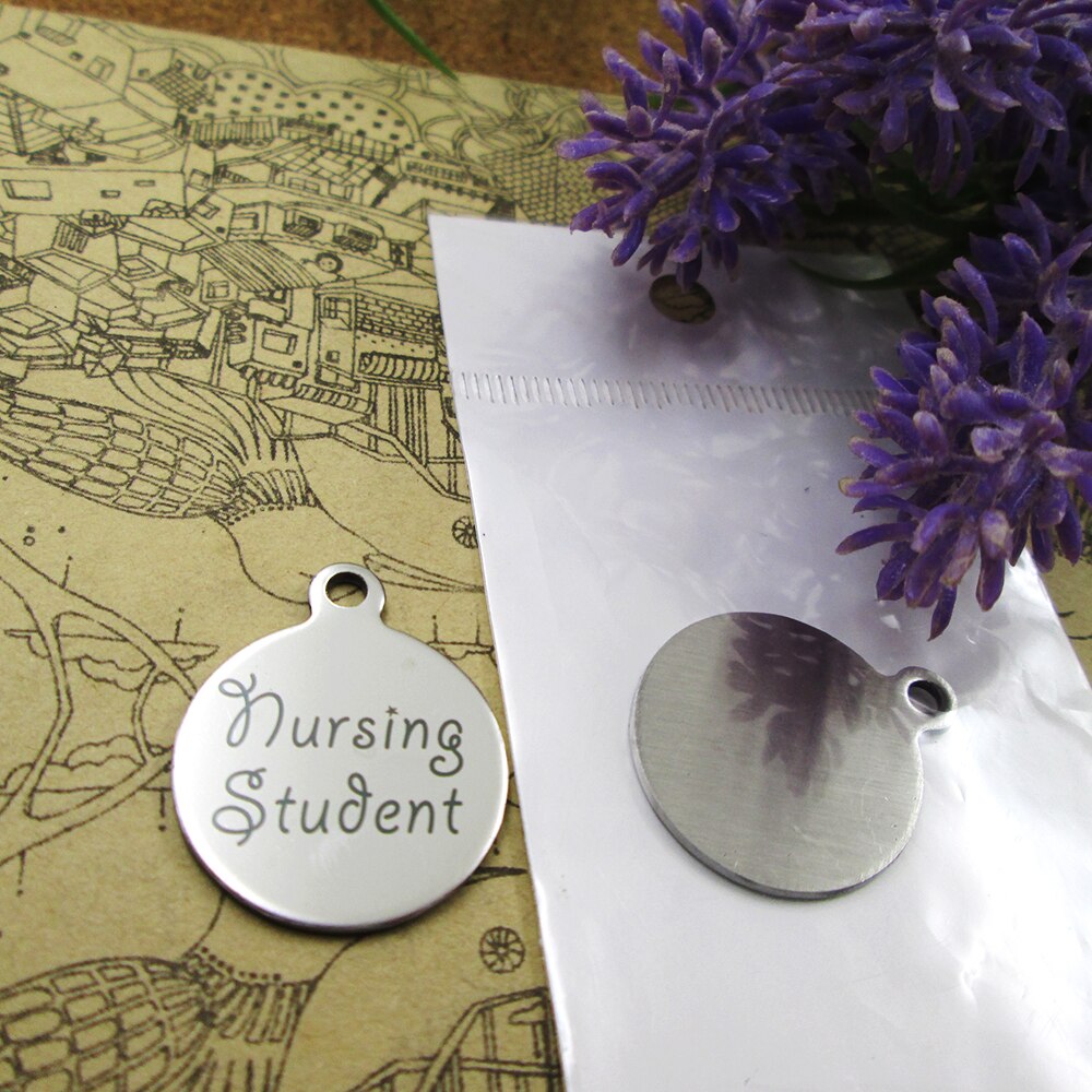 10 pieces -- "nurturing student" stainless steel charms, more styles to choose from, diy charm pendants for necklaces