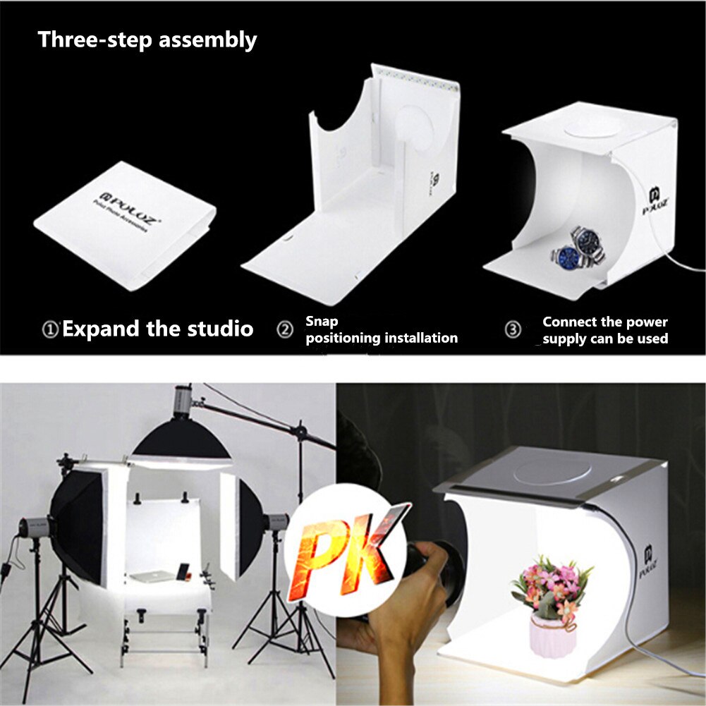 Mini Folding Lightbox Photography Diffuse Soft Box Lightbox Studio with 1 LED Panels 6 Colors Photo Background Kit Light box