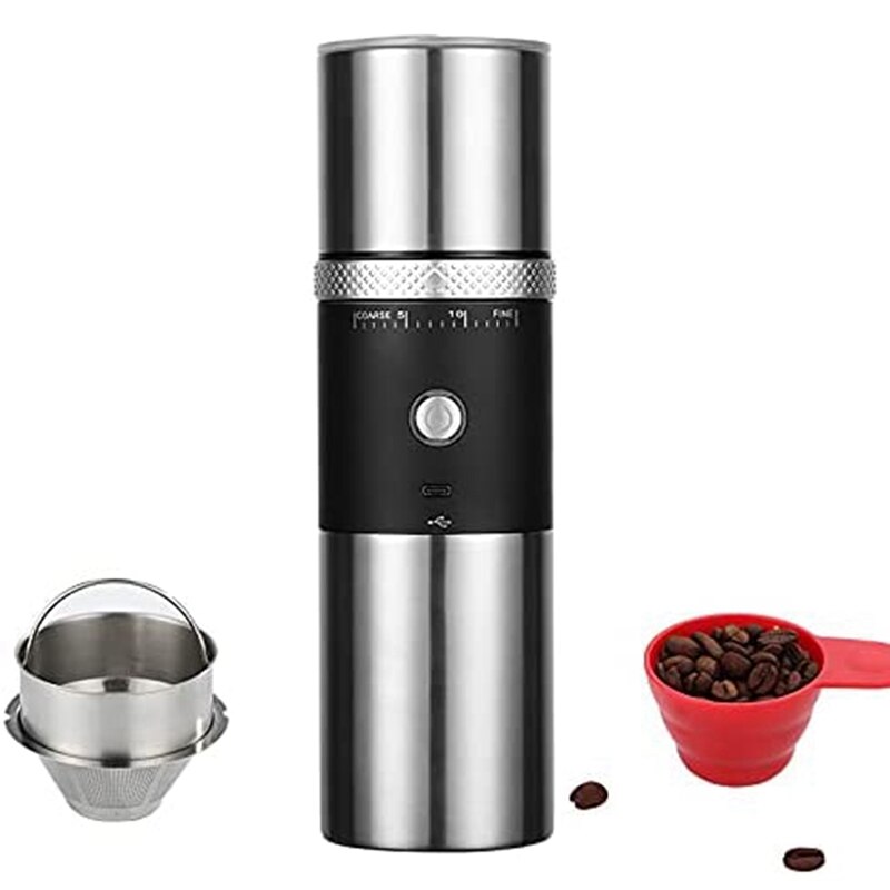 Electric Coffee Grinders Portable Small Personal Coffee Maker with Grinder Mini Travel Rechargeable Coffee Bean Machine: Default Title