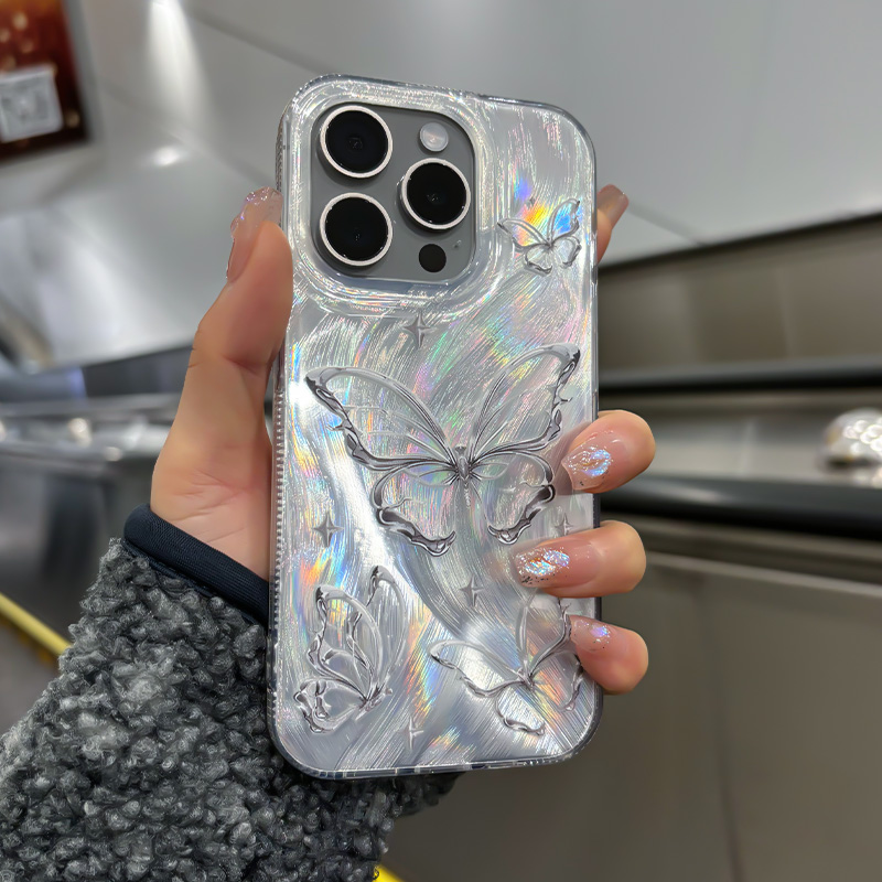 Bling Glitter Starry Butterfly Gradient Case For iPhone 15 Pro Max 14 13 11 12 16 Plus Shockproof Protective Back Cover