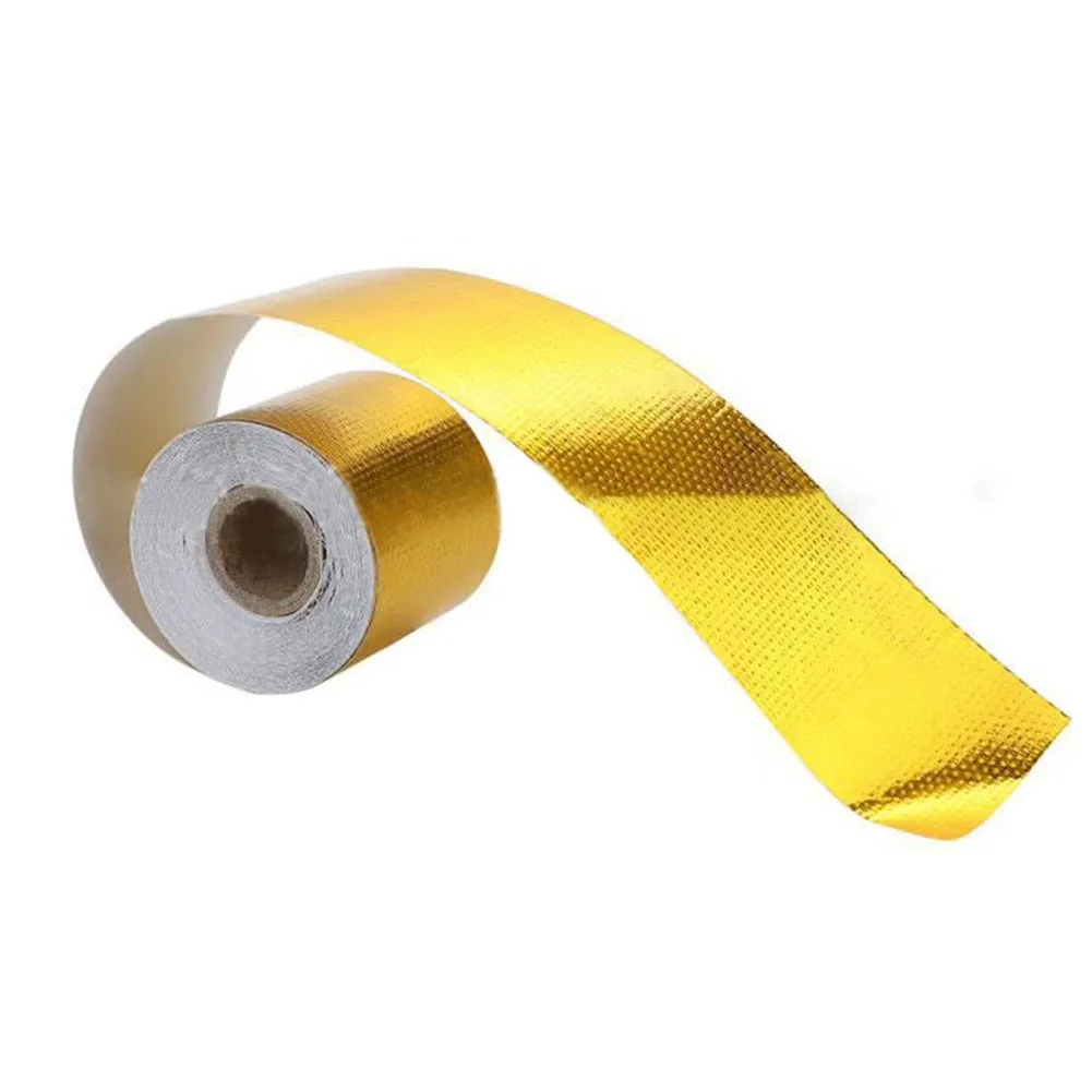 Goud Thermische Uitlaat Tape Luchtinlaat Warmte-isolatie Shield Wrap Reflecterende Hoge Temperatuur Isolatie Tape Folie Tape Voor Auto E