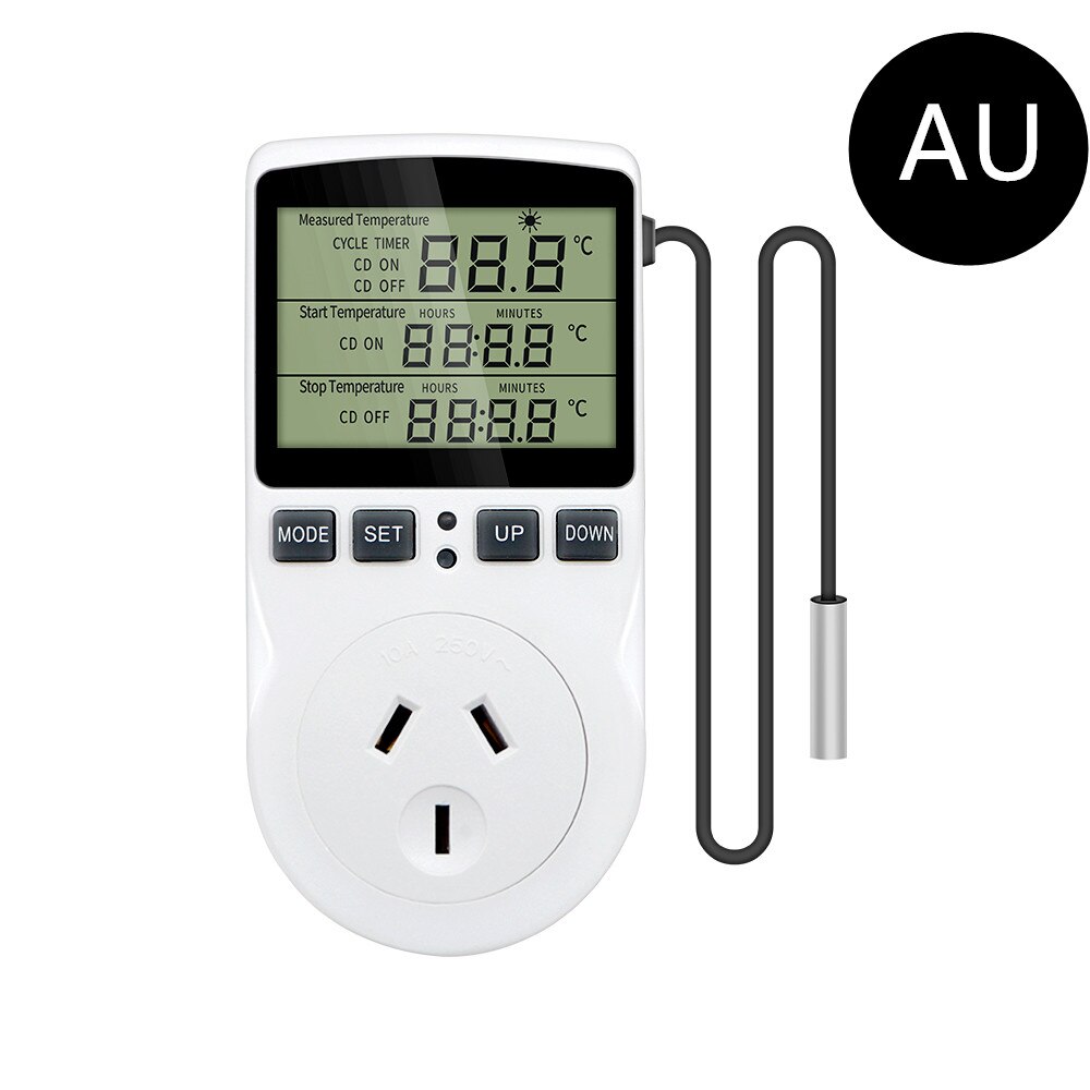 Termostato de enchufe con temporizador KT3100, controlador de temperatura multifunción, salida con temporizador, interruptor, Sensor, sonda, calefacción y refrigeración: AU plug