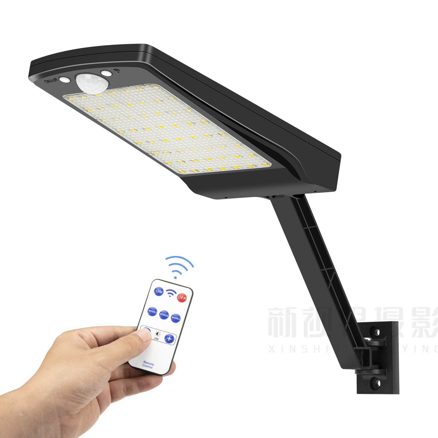 56 led solcellslampor utomhus gångväg trädgårdslampor vägglampa rörelsesensor-lampa fjärrkontrolllampa: Kd -56- svart 1- pack