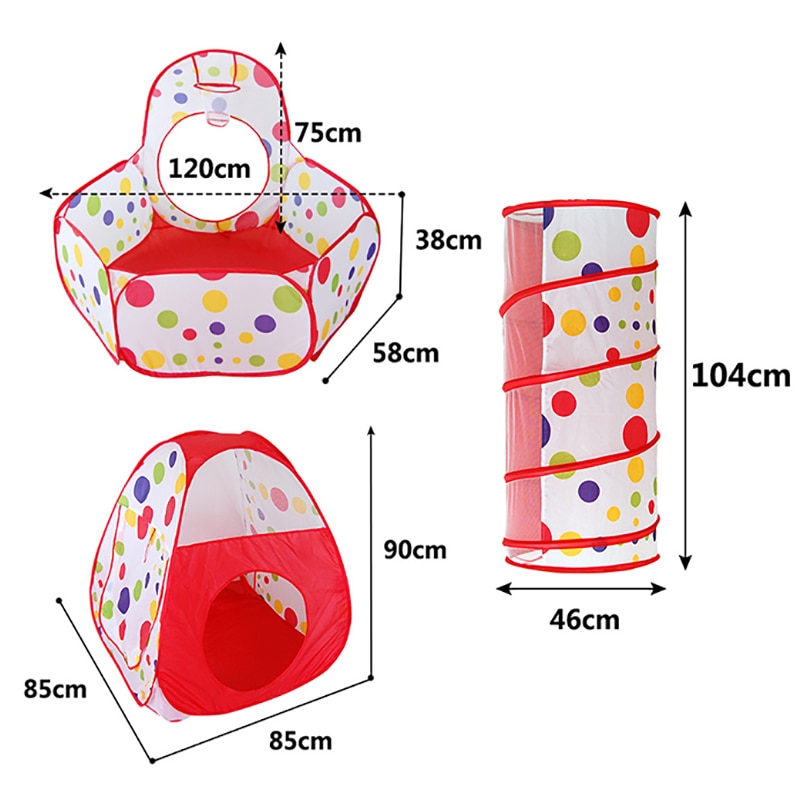 3 in 1 Portable Toys Tent Children's Play Tent For Kids Baby Toys Ball Pool Playpen Large Space Tunnel Play House