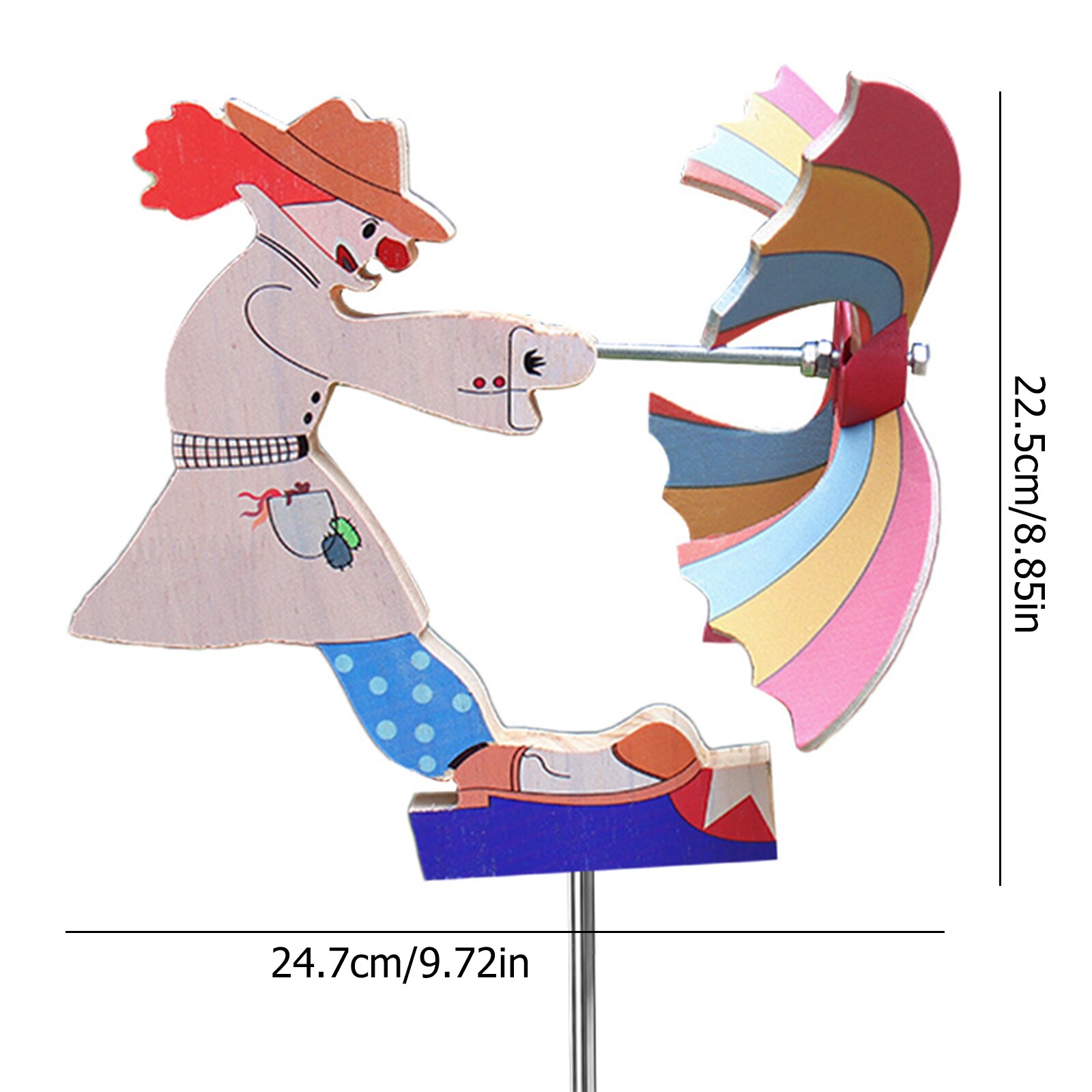Unique Wooden Clown Windmill Outdoor Garden Ornaments Wind Spinners Kinetic Wind Receivers Garden Lawn Patio
