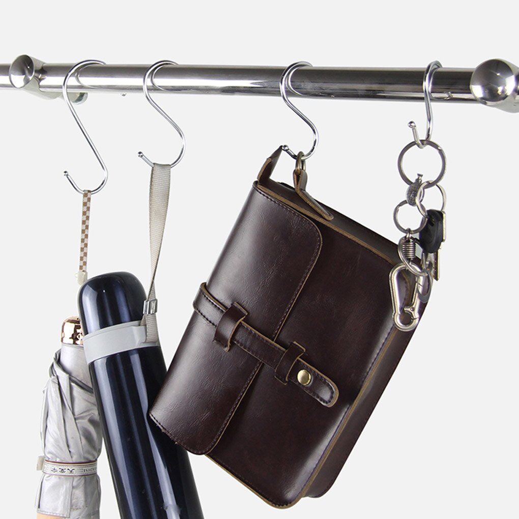 10Pcs S-Shape Hook Kitchen Railing S Hanger Hook Clasp Holder Stainless Steel Hooks Bathroom Hanging Clothes Handbag Hook