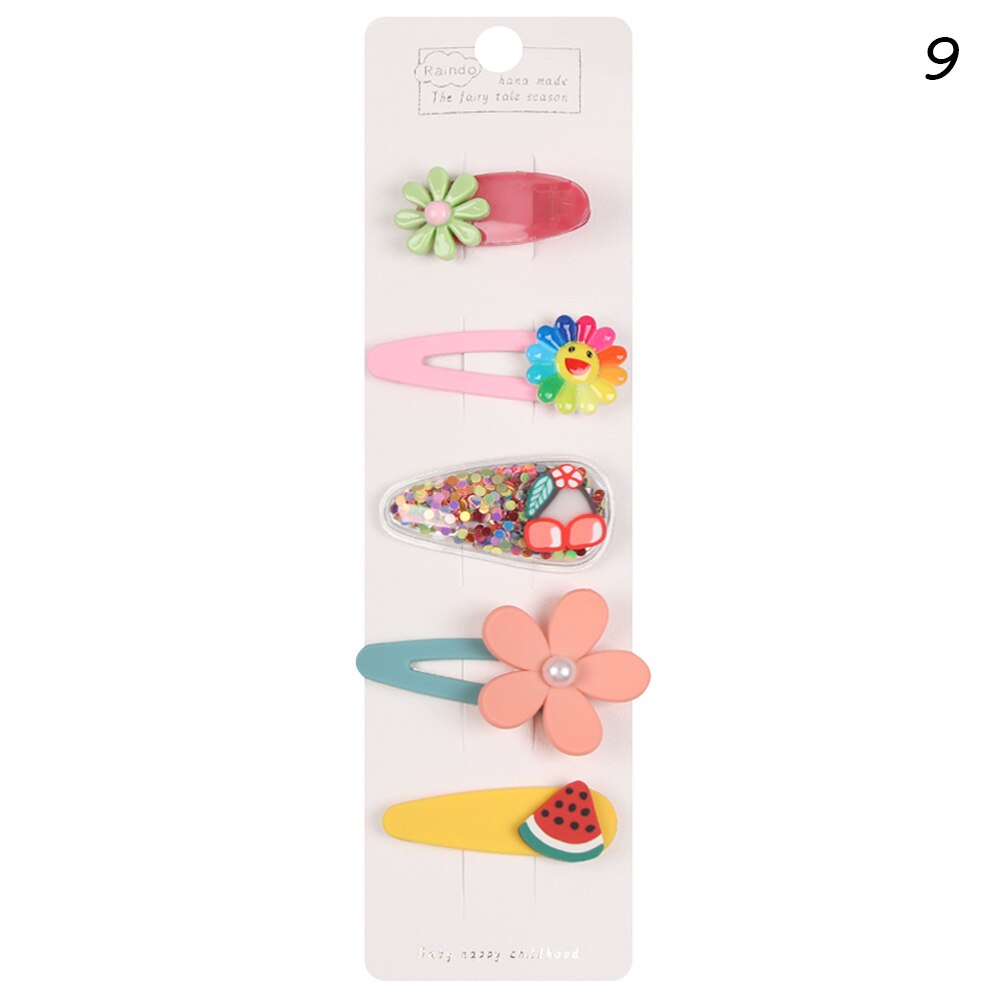 5 Pcs Baby Meisjes Mooie Fruit Sequin Haar Clips Prinses Glanzende Kleurrijke Haarspelden Haarspeldjes Leuke Zoete Hoofddeksels Haar Accessoires: 09
