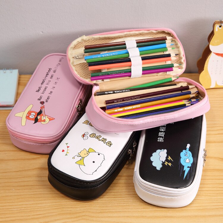 1 Uds Kawaii lápiz caso de texto Simple Estuches la escuela caja de lápices estuche lápiz artículos para la mochila del colegio de papelería