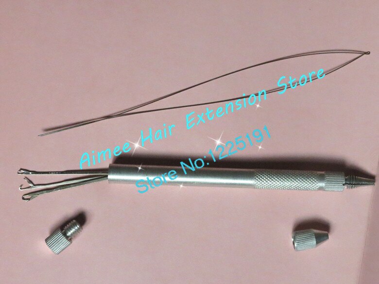2PCS Metal Lace Wig Making Ventilation/Handle Pulling/Weaving Needles micro ring loop threader for hair extension tool