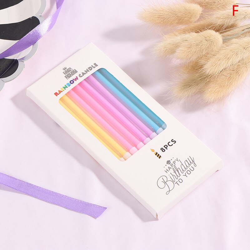 6 PCS golden long pencil cake candle safe flames kids birthday party wedding cake candle home decoration favor supplies: F