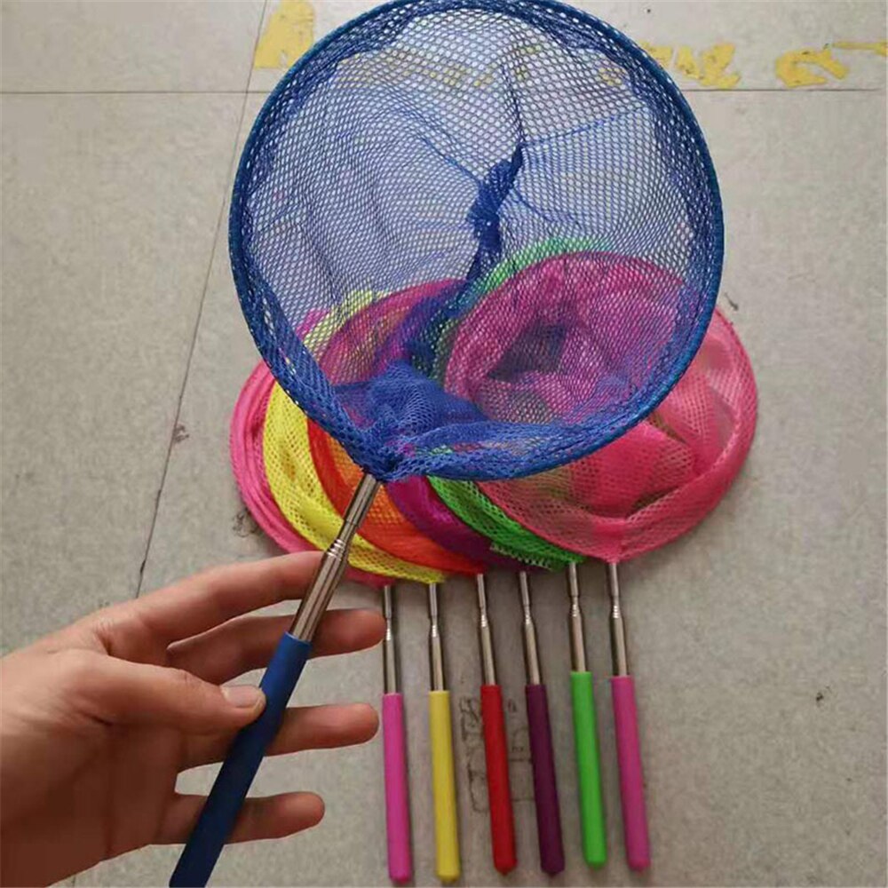 Children'S Fishing Net Rainbow Beach Retractable Kids Butterfly Insect Catching Small Fish Catching Net 2022