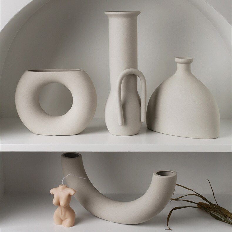 Nordic Home Decor Ceramics Vase Ceramics Living Room Decoration Flower Vase Desktop Flower Pots Decorative Plant Vase
