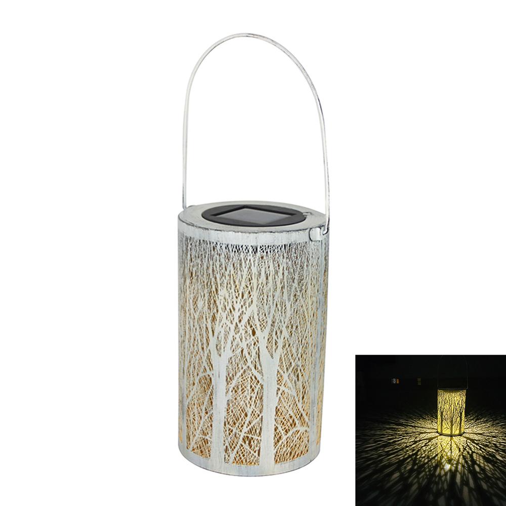 Retro trädgård solar lampa uthålad skog skugga lykta hängande ihålig lampa belysning utomhus vattentät landskap lampa: Stor skog