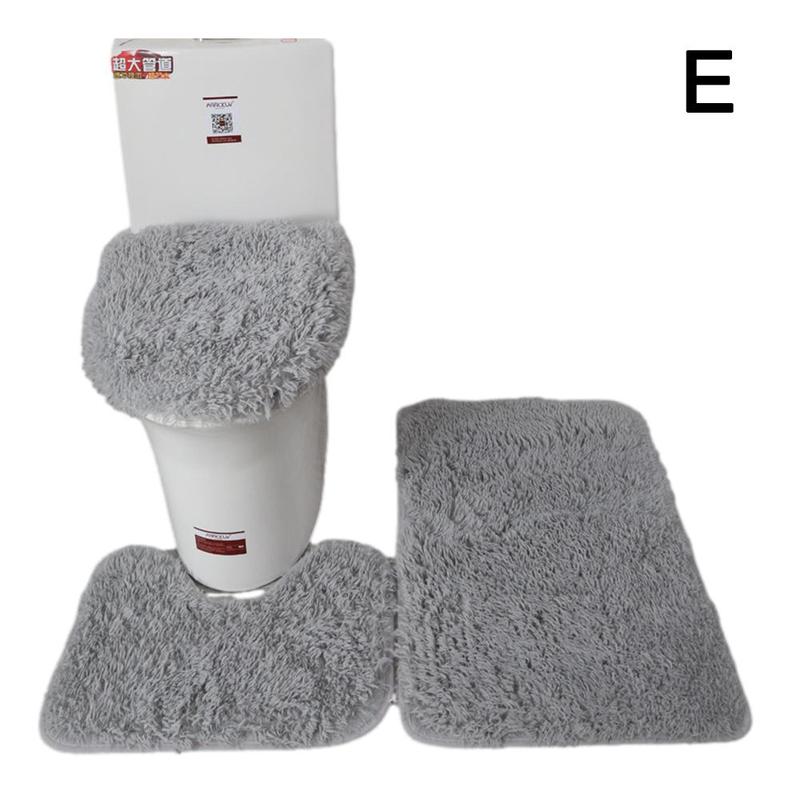 3 Stks/set Kleur Badkamer Mat Set Rechthoek Pluizige Haren Bad Tapijten Moderne Wc Deksel Cover Tapijten Kit Badkamer Accessoires: Light Grey