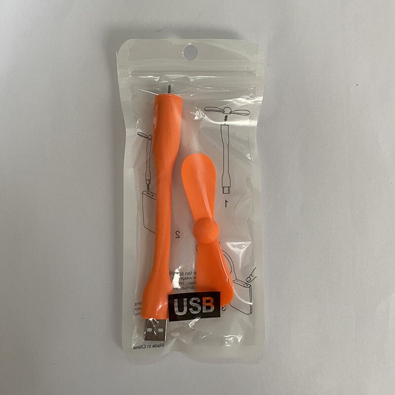 Flexible Portable USB Fan Mini USB LED Lamp Summer USB Gadgets Cooling Pocket Small Handheld Desk Fan Lamp: Orange