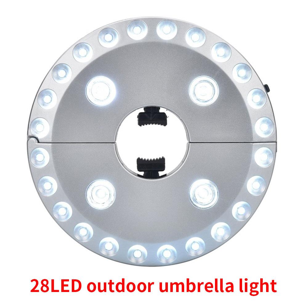 Portable Umbrella Pole Lamp Garden 28LED Durable Patio Yard Umbrella Pole Light Lantern Emergency Lights Silver