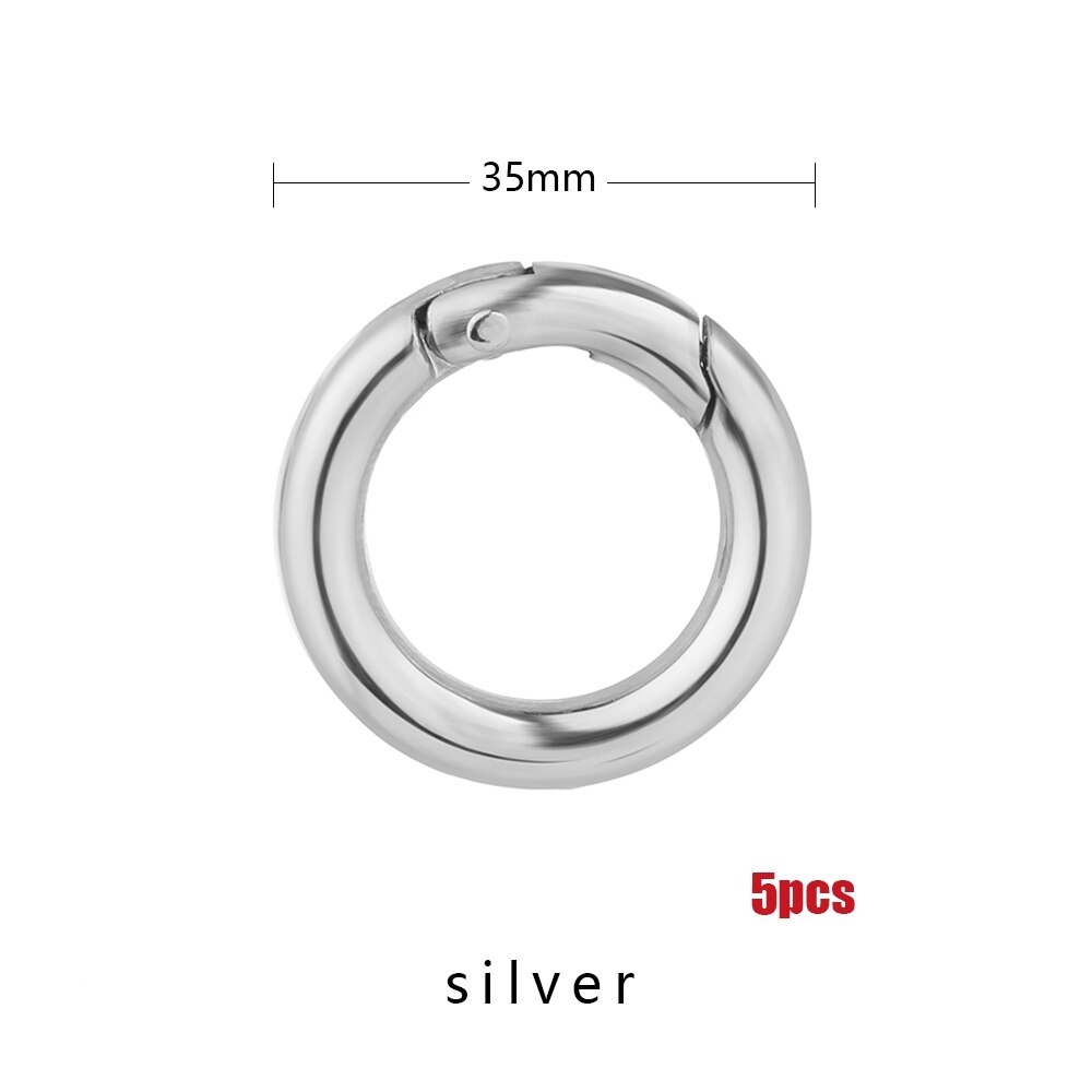 2 uds. De hebillas de aleación de Zinc para bolsos, hebillas redondas plateadas de resorte para puertas, Clips de mosquetón para bolsos, ganchos a presión, accesorios para bolsos: Silver 35mm