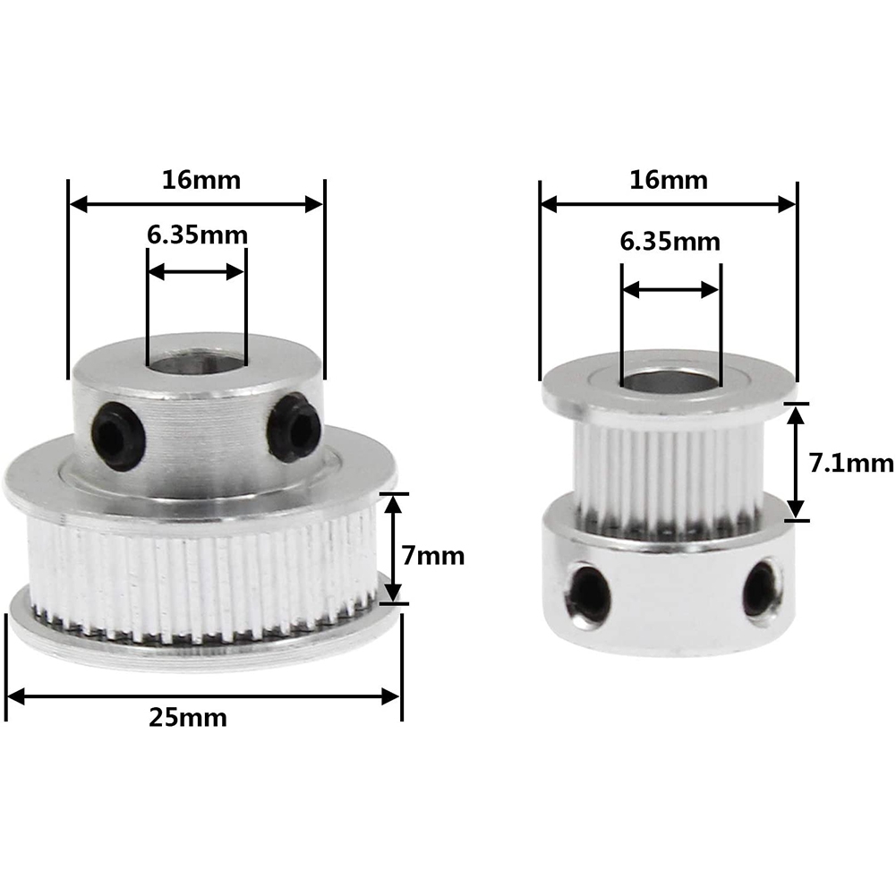 2 Sets GT2 Timing Belt Idler Pulley Aluminum Synchronous Wheel Kit for 3D Printer CNC Mechanical Drive