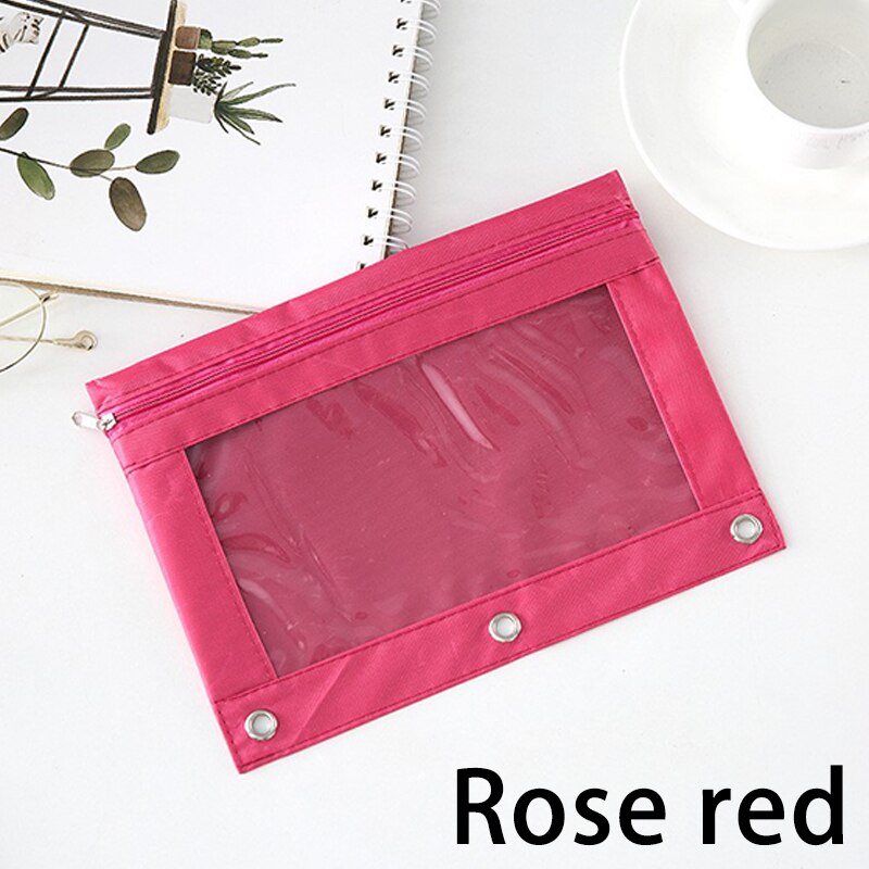 Sac porte-fichiers de documents | Sac de papeterie scolaire et de bureau 1Pc, sac à crayons avec fermeture éclair, pochette avec anneau Rivet, 3 trous: 4