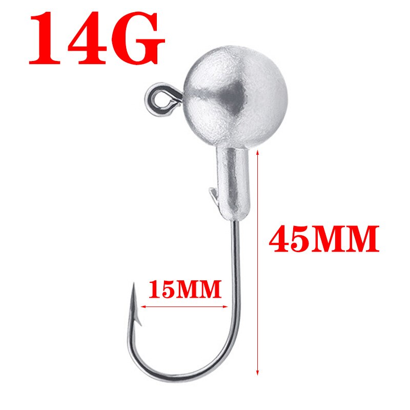 5 Stks/partij Crank Jig Hoofd Haken 3.5G 5G 7G 10G 14G Vissen Haak Lood Jig lokken Harde Aas Zachte Worm Visgerei Accessoires: 14g