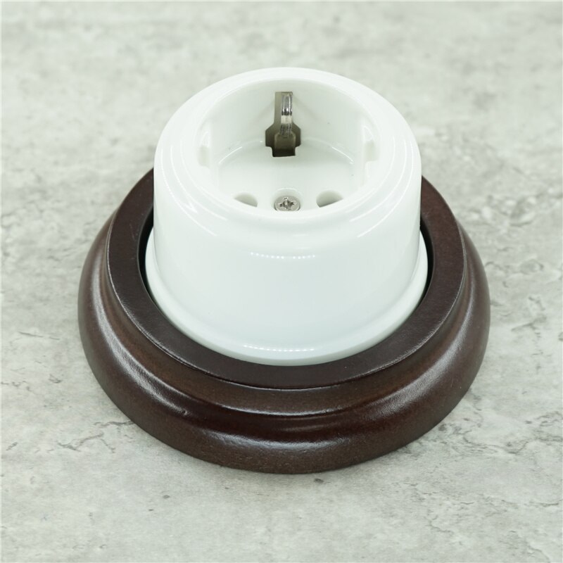 Retro porcelain switch ceramic rotary switch porcelain light switch With Wooden Frame