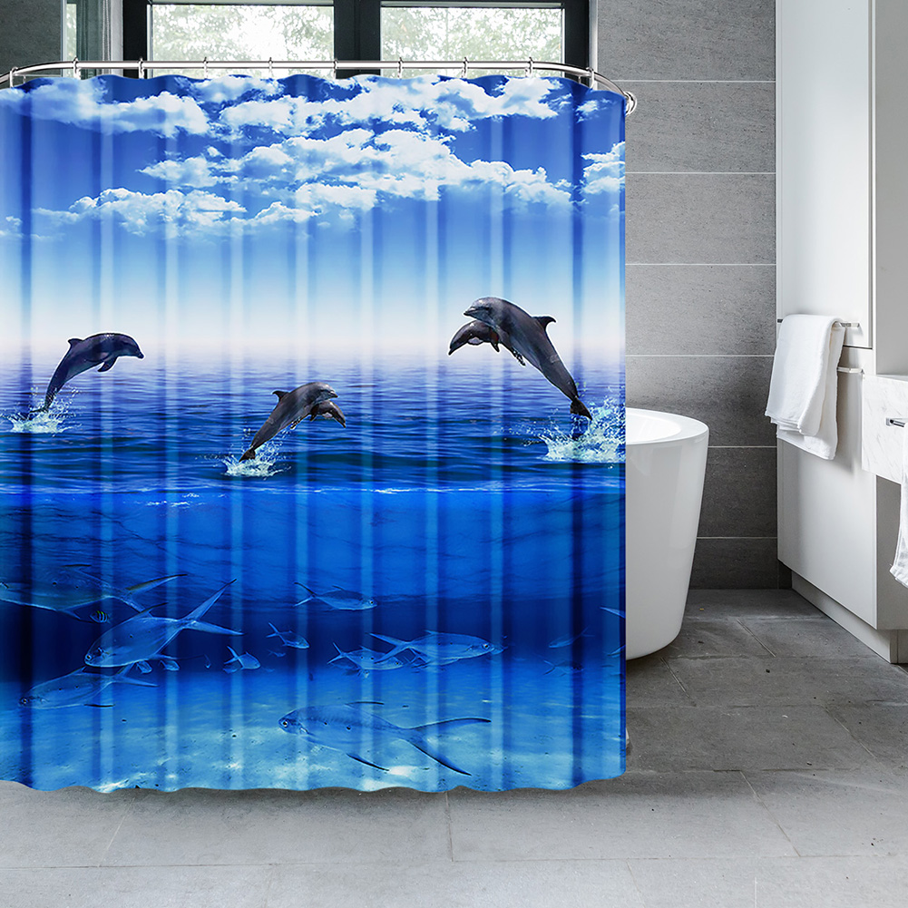 Natuur Douchegordijnen Bos Bad Gordijn Polyester Stof Badkamer Scheidingswand Met Haken Schilderachtige Decor Douchegordijn: 180*200Cm / green